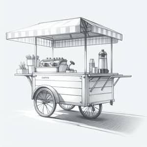Charming Coffee Cart Sketch: Minimalist Design with Mobility & Simplicity