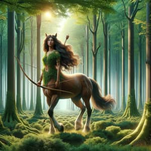 Female Centaur with Bow in Forest - Guardian of Serene Strength