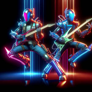 Daft Punk Sekiro Cosplay: Vibrant Neon Cyberpunk Duo