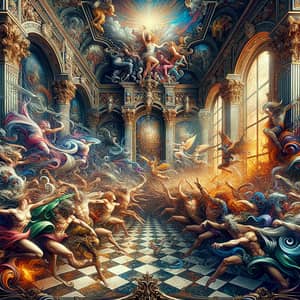 Baroque Punk Fusion Art | Intricate Chaos in 300x300 Painting