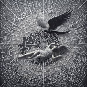 Dark Angel Trapped in Spider Web | Symbol of Perseverance