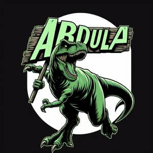 Greenish T-Rex Screaming 'ABDULLA' in Manga Style