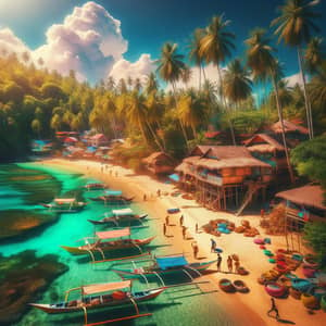 Tropical Coastal Scene in the Philippines