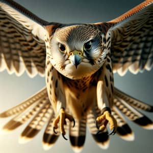 Majestic Falcon in Mid-Flight | Impressive Wingspan & Determined Gaze