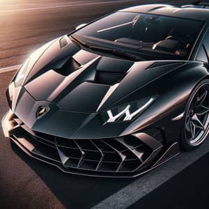Glossy Black Lamborghini with Aerodynamic Design