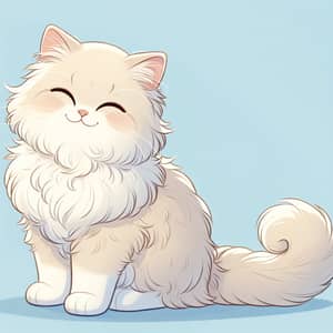 Adorable Fluffy Cream-Colored Domestic Cat Illustration