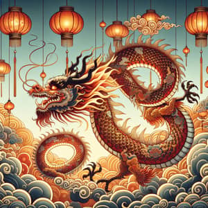 Majestic Chinese Dragon in Flight