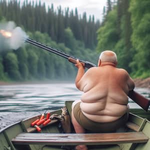 Grandfather Fishing and Shooting on the River