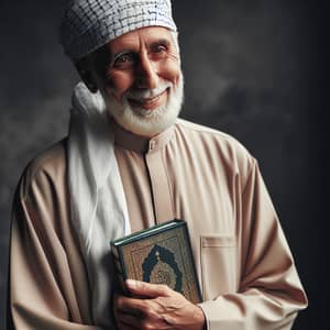 Elderly Middle-Eastern Man Embracing Islamic Faith
