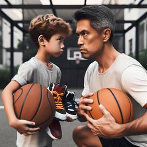 Intense East Asian Basketball Showdown: Man vs Boy