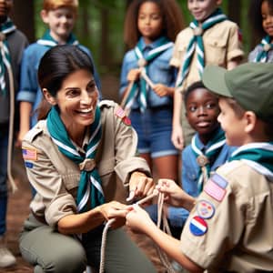 Positive Behavior Reinforcement: Scout Leader Teaching Knot Tying Skills