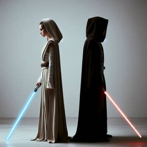 Light Side and Dark Side Jedi Back-to-Back Minimalism