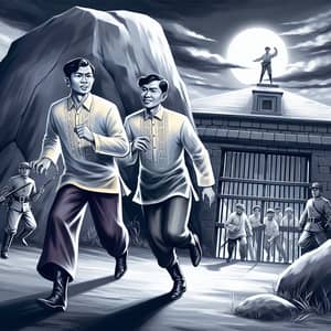 Escape of Jose Rizal and Ilias: Filipino Attire Running Scene