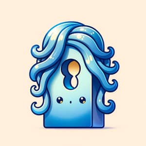 Whimsical Azure Lock with Wavy Hair and Golden Eyes