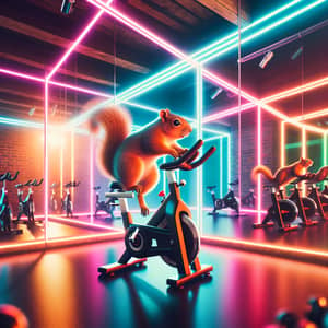 Neon Lights Spinning Workout with Squirrel | Gym Scene