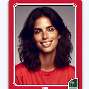 35-Year-Old Hispanic Woman Football Trading Card Portrait