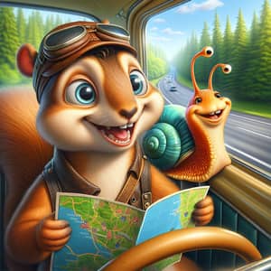 Cheerful Squirrel and Snail Road Trip Adventure | Vintage Van Fun
