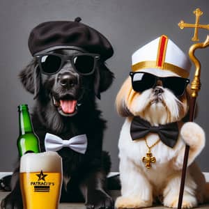 Playful Pets in Sunglasses: Black Retriever, Shih Tzu, White Cat