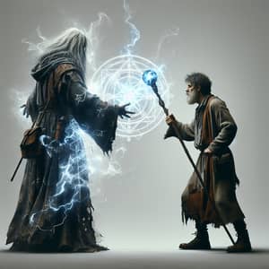 Epic Battle Between Powerful Mage and Defiant Man