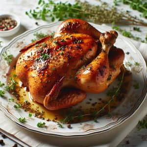 Delicious Baked Chicken on Plate | Freshly Cooked Entree