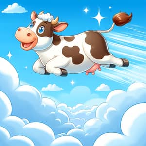Flying Cow Illustration - Joyful And Free Sky Soaring Artwork