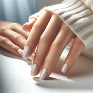 Elegant Natural White Nail Manicure | Serene Atmosphere