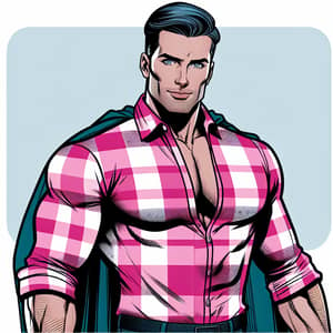Stylish Lumberjack Superhero | Pink Checkered Flannel Shirt