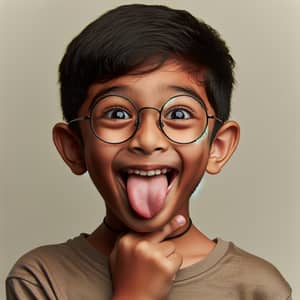Playful South Asian Boy Sticking Tongue Out | Adventure Spirit