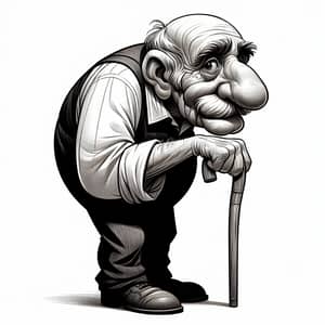 Elderly Man with Hunched Back, Big Nose & Moustache