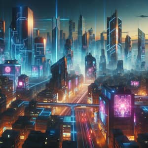 Futuristic Cityscape Twilight: Cyberpunk Aesthetics | Website