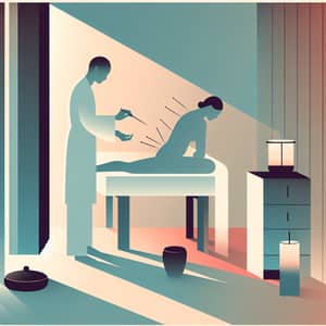 Traditional Japanese Acupuncture Scene Vector Art