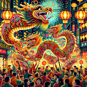 Chinese New Year Dragon Dance Illustration