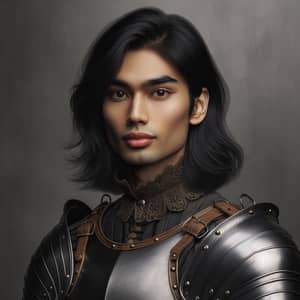 Photo Realistic Androgynous Female Black Hair Knight