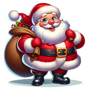 Cheerful Santa Claus in Red Suit | Cartoon Style Image