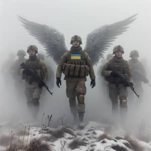 Ukrainian Soldiers as Angels in Military Attire