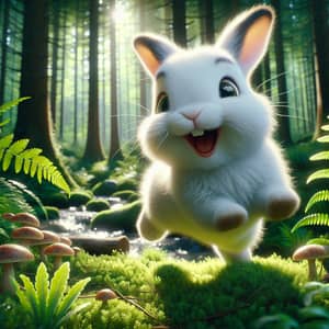 Joyful Rabbit Playing in Lush Green Forest