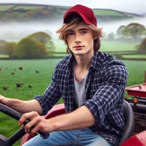Teen Driving Tractor in Welsh Farmland