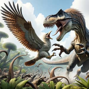 Dinosaur vs Bird: Epic Prehistoric Battle Scene