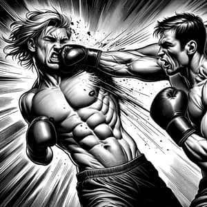 Intense Comic Book-Style Boxing Match Illustration
