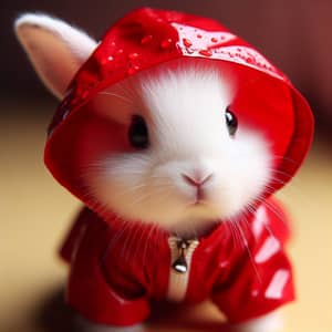 Delicate Rabbit in Red Raincoat | Hop Into Rainy Adventures