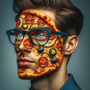 Unique Pizza-faced Character with Vibrant Glasses