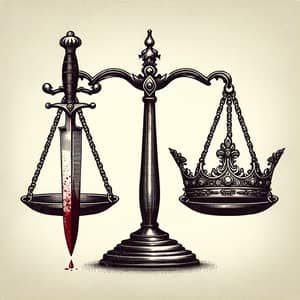 Symbolism of Power and Justice Balanced on Scale