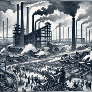 Early 20th-Century Factory Scene Illustration