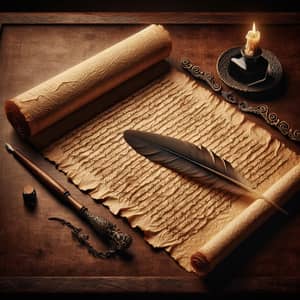 Ancient Parchment on Mahogany Desk | Enchanting Writing Setup