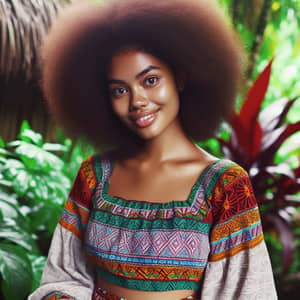 PNG Girl with Afro Hair in Traditional Meri Blouse and LapLap