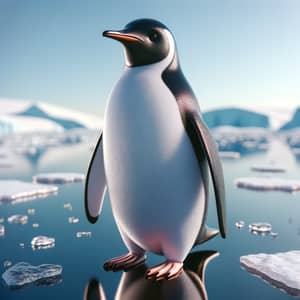 Glossy Penguin Standing on Ice Field | Antarctic Wildlife