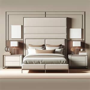 Modern Queen Bed with Sleek Design - Earth Tones & Minimalist Style