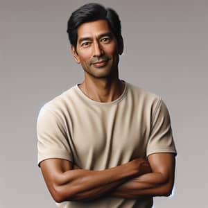 Detailed Portrait of a Friendly South Asian Man