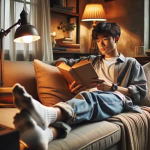 Asian Teen Relaxing at Home: Cozy Vibes & Comfort