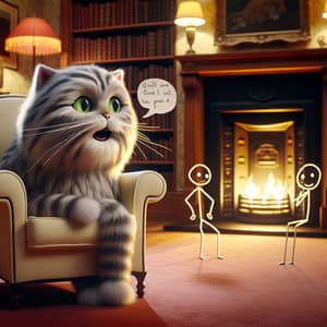 Captivating Talking Cat in Cozy Living Room Scene